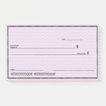 Fake Blank Check Post-it Notes by WRAPPED_TOO_TIGHT at Zazzle