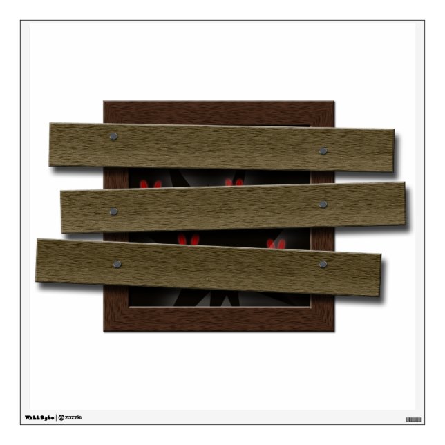 Fake Boarded Up Window Halloween Haunted House Wall Sticker (Front)