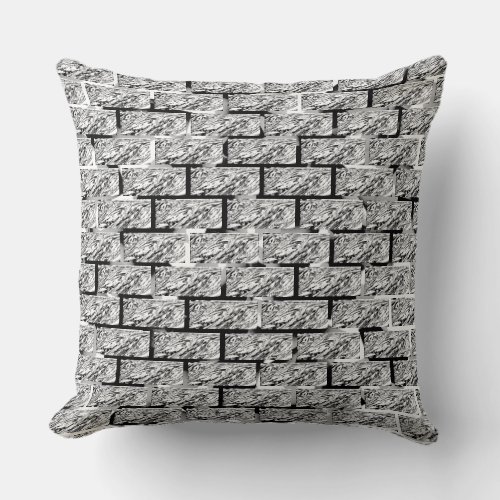 Fake brick wall or tiles with black spots throw pillow