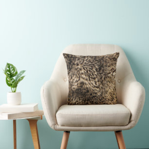 Fake Brown Fur Throw Pillow