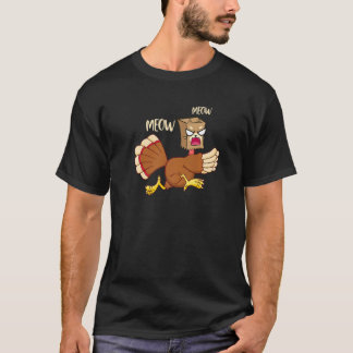 Fake Cat Meow Thanksgiving Turkey Thanksgiving Cat T-Shirt