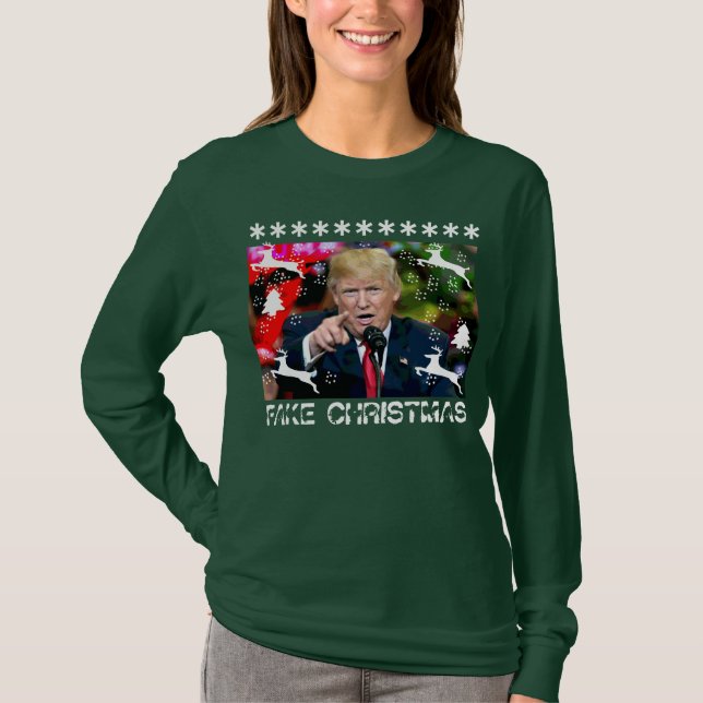Fake Christmas Donald Trump Ugly Christmas Shirt (Front)