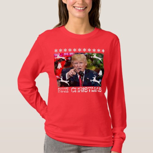 Fake Christmas Trump Ugly Christmas Sweater women T_Shirt