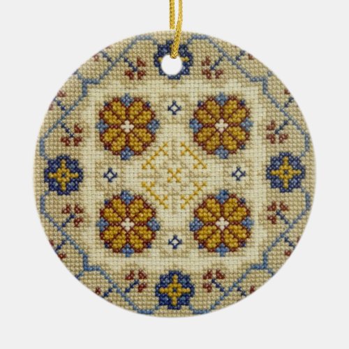 Fake cross stitch embroidered Christmas ornament