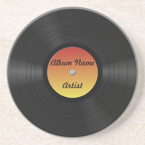 Fake Custom Vinyl Record Drink Coaster