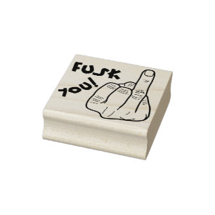 Fake f-bomb & fake middle finger joke rubber stamp