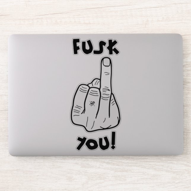 Fake f-bomb & fake middle finger joke sticker (Computer)