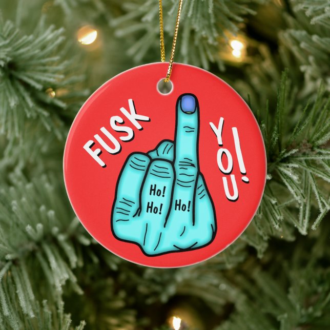 Fake F-Bomb Funny Joke – Censored Swear Word Ceramic Ornament (Tree)