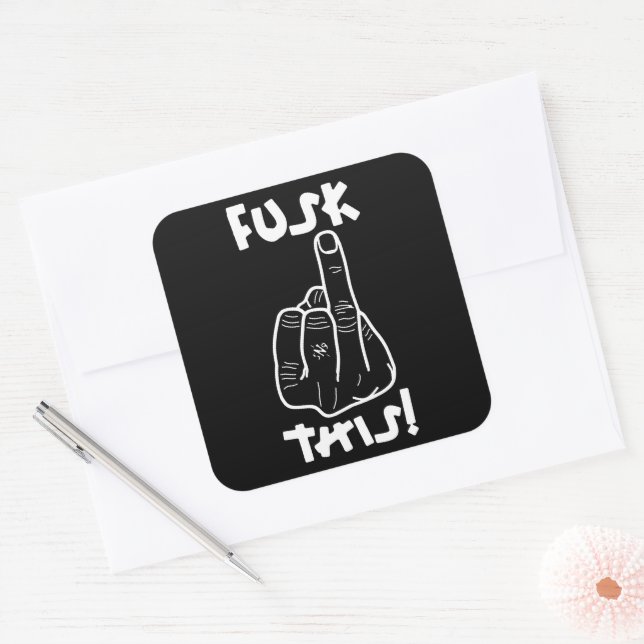 Fake F-Bomb Funny Joke – Censored Swear Word Square Sticker (Envelope)