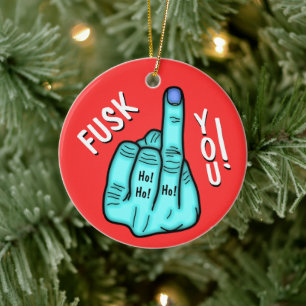 Fake F-bomb joke & merry Xmas wishes v2 Ceramic Ornament