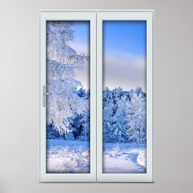 Fake Faux Window Illusion - Fresh Snow Scene Poster (Front)