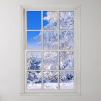 Fake Faux Window Illusion - Fresh Snow Scene