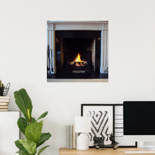 Fake fireplace poster Zazzle