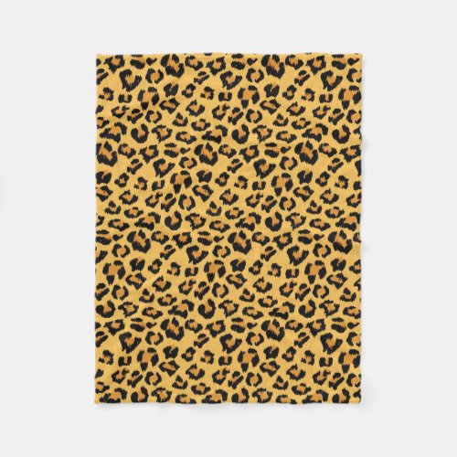 Fake Fur Leopard Print in Natural Colors Fleece Blanket