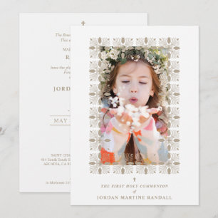 Fake Gold Effect Fancy Ornament Lace Effect Modern Invitation