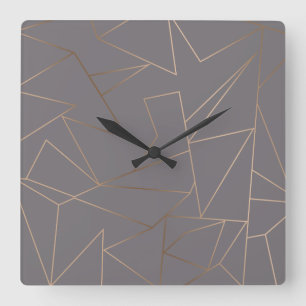 Fake gold elegant modern minimalist geometric square wall clock