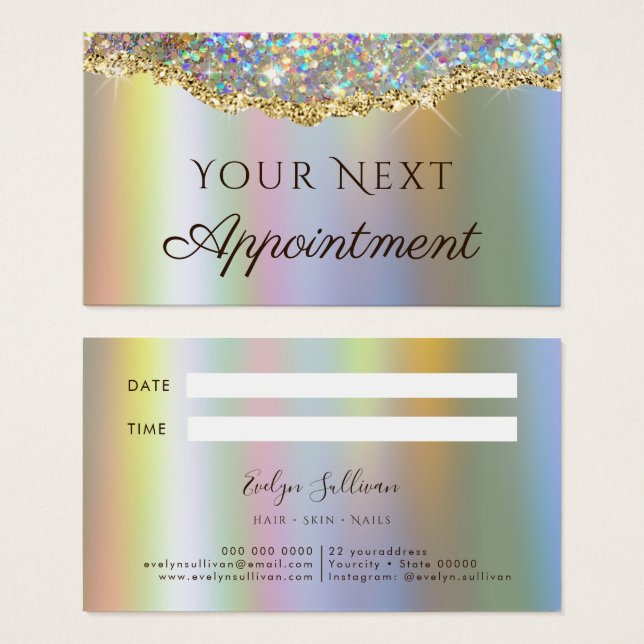 Fake gold glitter sequin Appointment Card (Front & Back)
