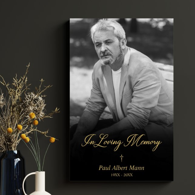 Fake Golden In Loving Memory BW Photo Funeral Se Foam Board (Creator Uploaded)