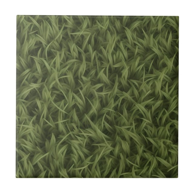 Fake Grass Artificial Faux Grass Dark Green Ceramic Tile (Front)