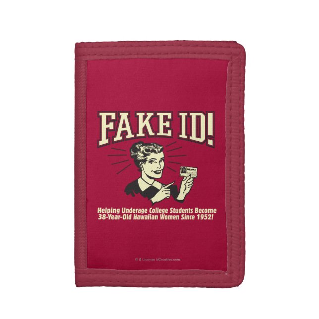 Fake ID: Underage College Hawaiian Trifold Wallet (Front Vertical)