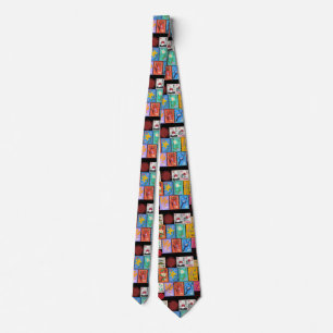 Fake Masterpiece Random Stamps Collage Collection Neck Tie