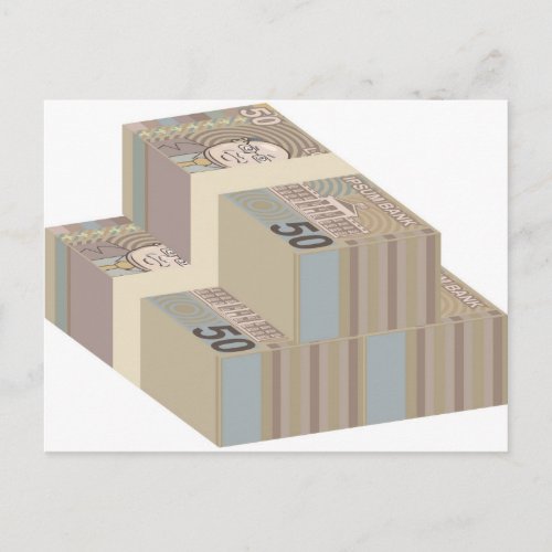 Fake money stacks postcard
