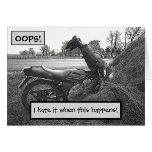 (FAKE)MOTORBIKE CRASH INTO HAY BALE /HUMOR CARDS