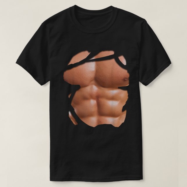 Fake Muscle Under Clothes Shirt Chest Six Pack Abs (Design Front)