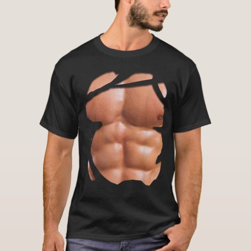 Fake Muscle Under Clothes Shirt Chest Six Pack Abs