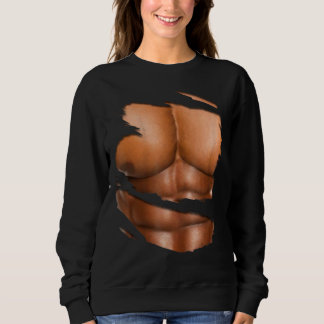 Fake Muscle Under Clothes Six Pack Ripped Abs Blac Sweatshirt