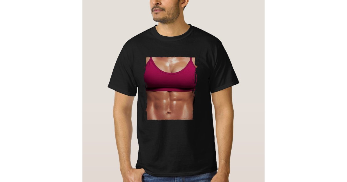 Fake Muscle Woman Fitness Female Body TShirt Zazzle