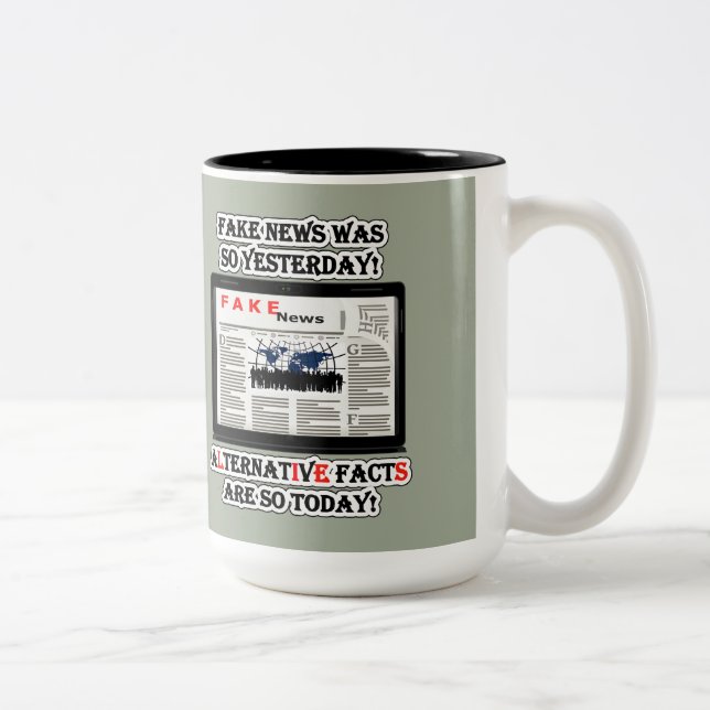 Fake News and Alternative Facts 15 oz Two-Tone Mug (Right)