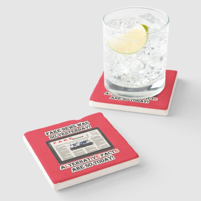 Fake News and Alternative Facts Limestone Coaster (Side)