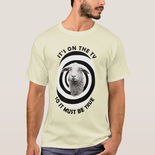 Fake News Sheeple Funny TV T-Shirt (Front)