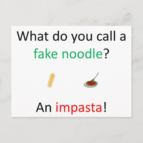 Fake Noodle Joke Postcard