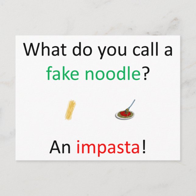 Fake Noodle Joke Postcard (Front)