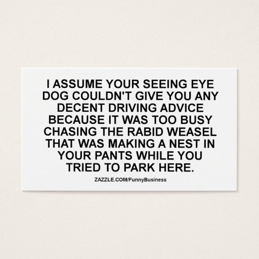 Customizable Bad Parking Note Card Funny Business Cards
