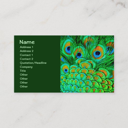 Customizable Fake Peacock Feathers Abstract Nature Pattern Business Card Templates