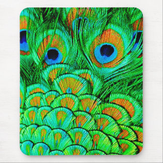 Fake Peacock Feathers Abstract Nature Pattern Mouse Pad