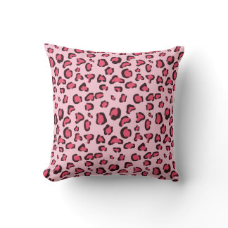 Fake Pink Leopard Print Throw Pillow