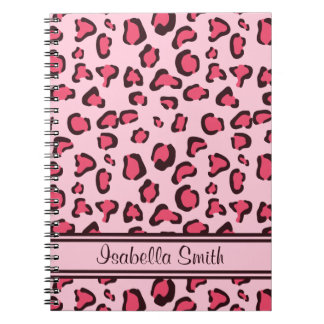 Fake Pink Leopard Print With Name Notebook