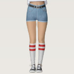 Fake Shorts and Socks Leggings<br><div class="desc">Don't want to expose your skin to the sun but also want to appear that you have skin? Fake retro blue jean shorts with knee high sports socks. Click the 'Customize' button to change the "skin" tone.</div>