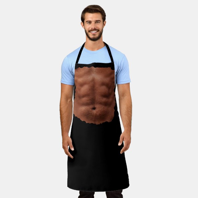 Fake Six pack abs torn cloth funny illusion photo Apron (Worn)