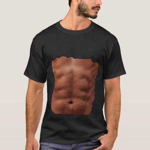 Fake Six pack abs torn cloth funny illusion photo T_Shirt