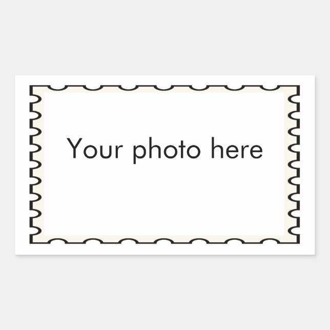 Fake stamp photo greeting rectangular sticker (Front)