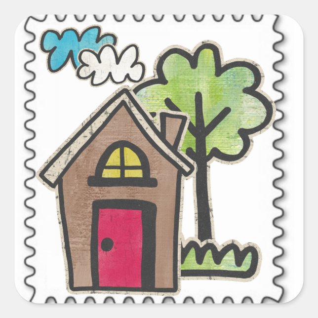 fake stamps square sticker (Front)