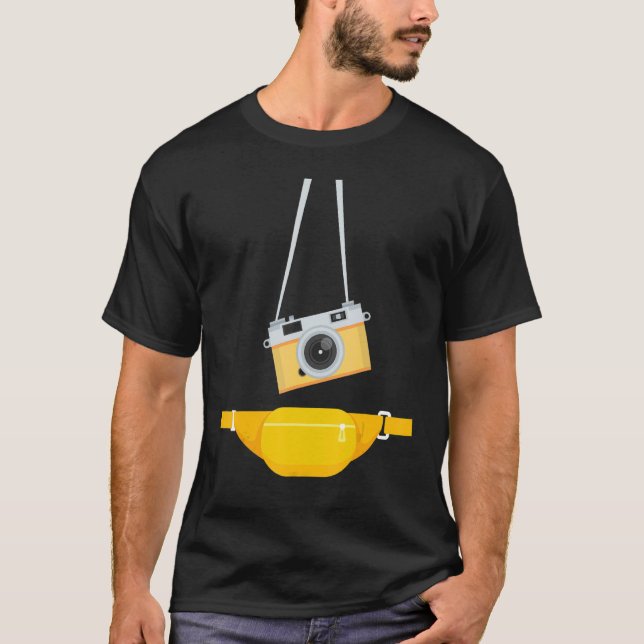 Fake Tourist Photographer Strap Hanging Camera & W T-Shirt (Front)