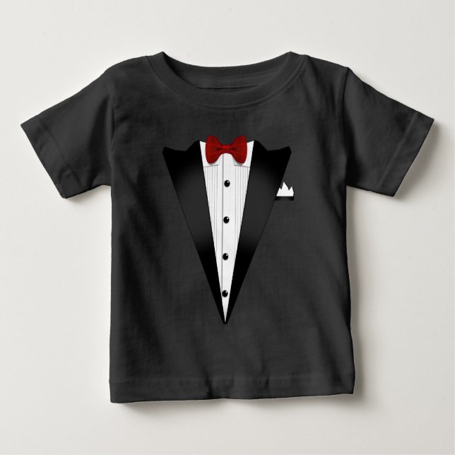 Fake Tuxedo Costume Baby T-Shirt (Front)