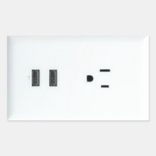 Fake USB Outlet Rectangular Sticker