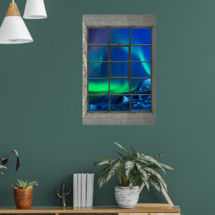 Fake Window Aurora Borealis Northern Lights Poster